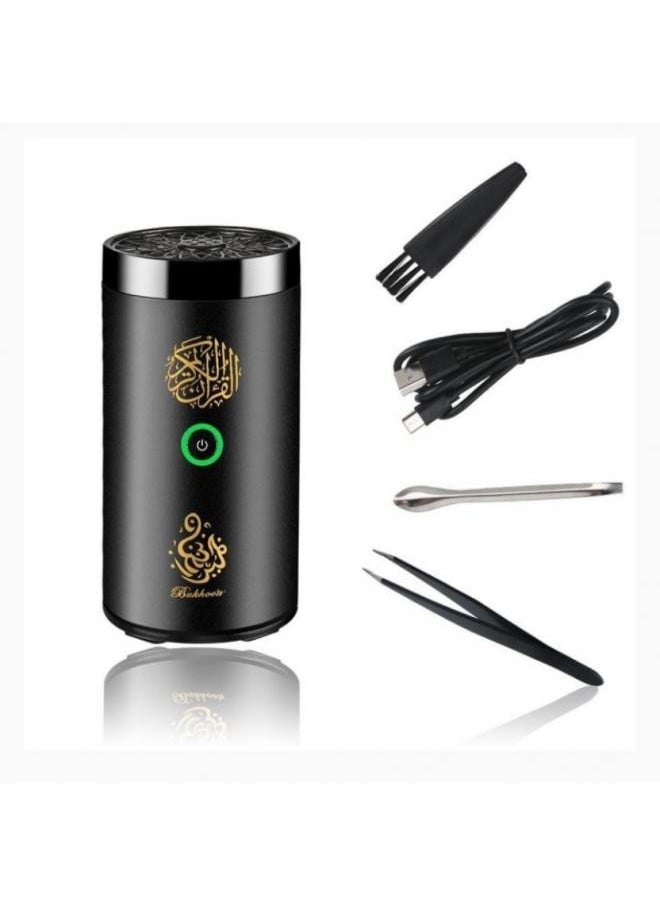 Electric Incense Burner with Speaker, Quran Reader and Bluetooth Speaker Black