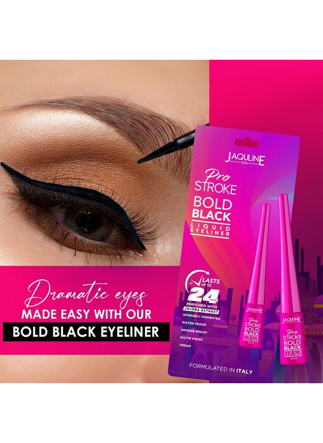 Pro Stroke 24 Hours Long Lasting Bold Black Liquid Matte Eyeliner Quick-Drying Formula,The Colossal Liner,Water Resistant,Smudge Proof,Quick Drying Black Eye Liner, 3.5Ml
