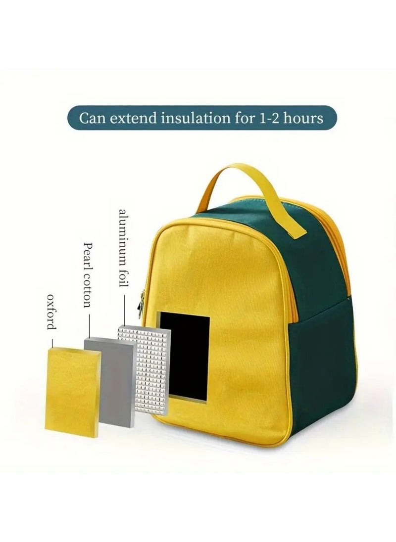 Large Capacity Stainless Steel Insulated Lunch Box Set - Reusable, Portable, and Leak-Proof Bento Container with Thermal Bag and Cutlery for School, Picnic, Camping, Teens, and Workers - Durable, Ea