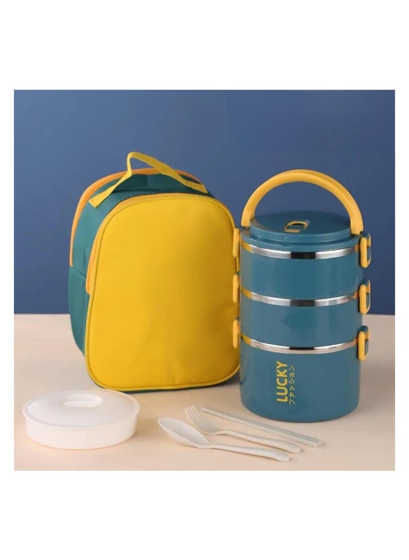 Large Capacity Stainless Steel Insulated Lunch Box Set - Reusable, Portable, and Leak-Proof Bento Container with Thermal Bag and Cutlery for School, Picnic, Camping, Teens, and Workers - Durable, Ea