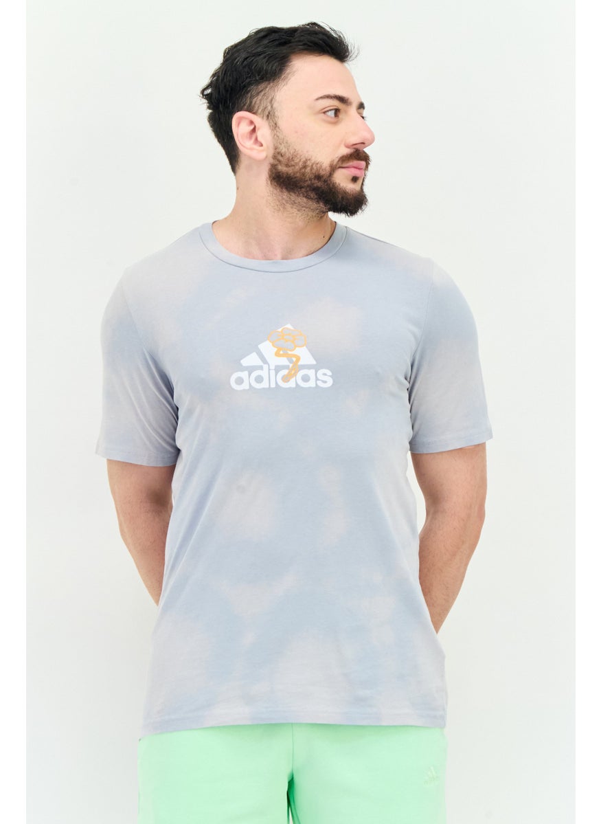 Men Sportswear Fit Short Sleeves Outdoor T-Shirt, Blue