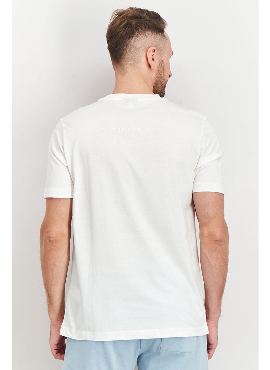 Men Crew Neck Short Sleeve Graphic Print T,Shirt, White