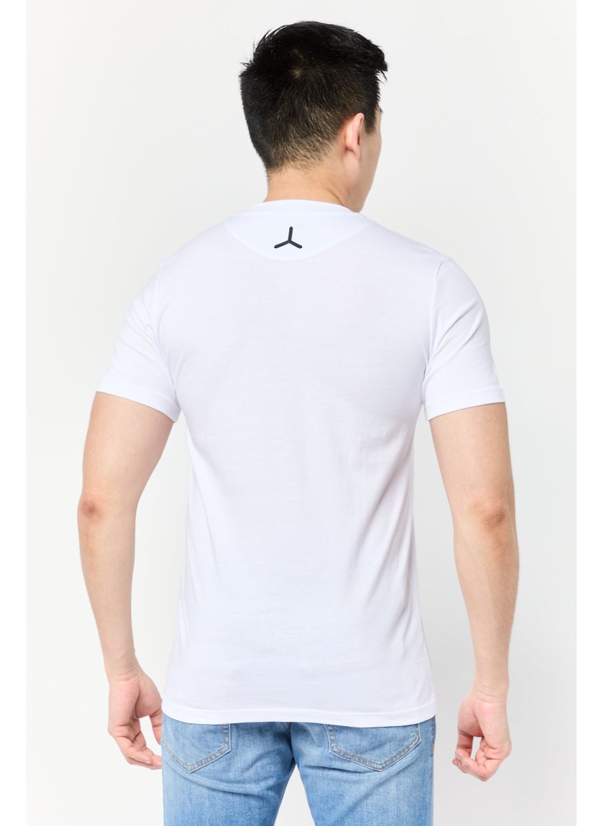 Men Crew Neck  Brand Logo Short Sleeve T-Shirt, White