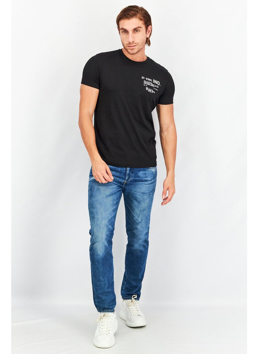 Men Crew Neck Short Sleeve Graphic T-Shirt, Black
