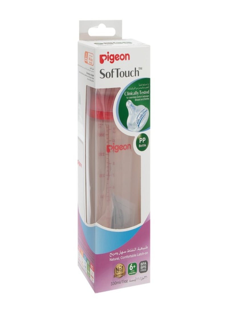 Pigeon SofTouch Red 330ml Anti-Colic Peristaltic Plus Nursing Bottles (6+ Months) - BPA free, BPS free 1 pcs