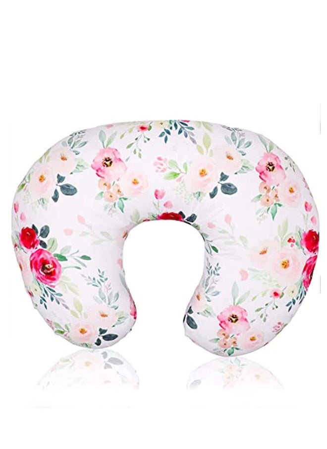 Floral Nursing Pillow Cover for Newborn, Petal Pattern Slipcover, Washable Breathable Watercolor Flower Design.