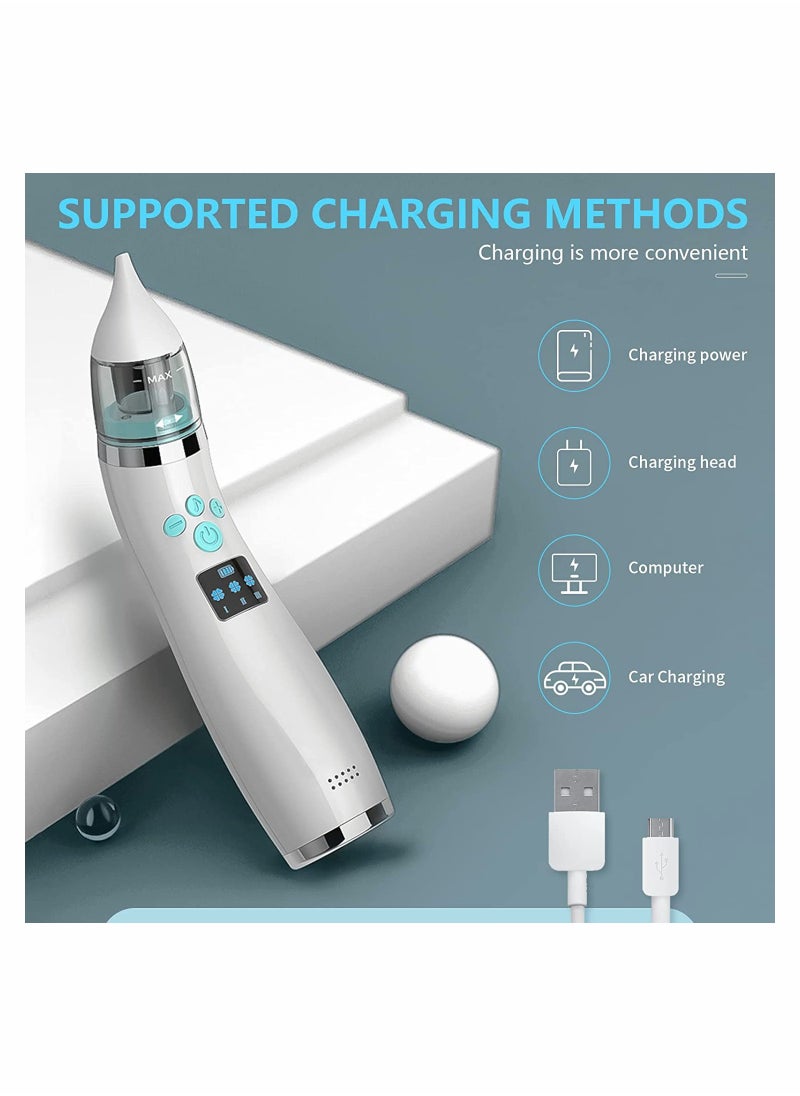 Baby Nasal Aspirator Electric Nose Suction With 4 Silicone Nose Tips For Infants 3 Levels Of Music Soothing Function Rechargeable Portable For Newborns Toddlers Clear Nasal Congestion