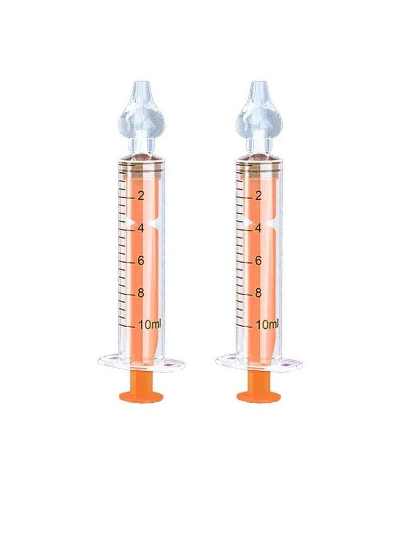 Babies Nasal Aspirator, Safe And Hygienic Baby Nasal Syringe Irrigator, Bpa Free Silicone Infant Nose Cleaner, Easy To Clean Newborn Nasal Irrigator, (2pcs, Orange)
