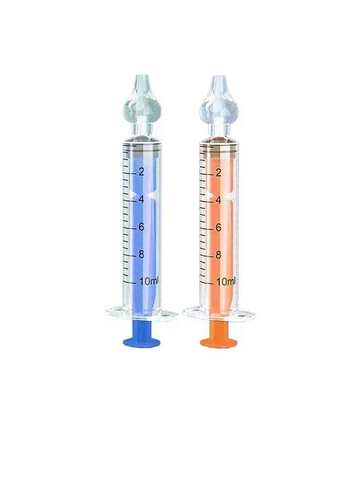 Babies Nasal Aspirator, Safe And Hygienic Baby Nasal Syringe Irrigator, Bpa Free Silicone Infant Nose Cleaner, Easy To Clean Newborn Nasal Irrigator, (2pcs, Blue And Orange)