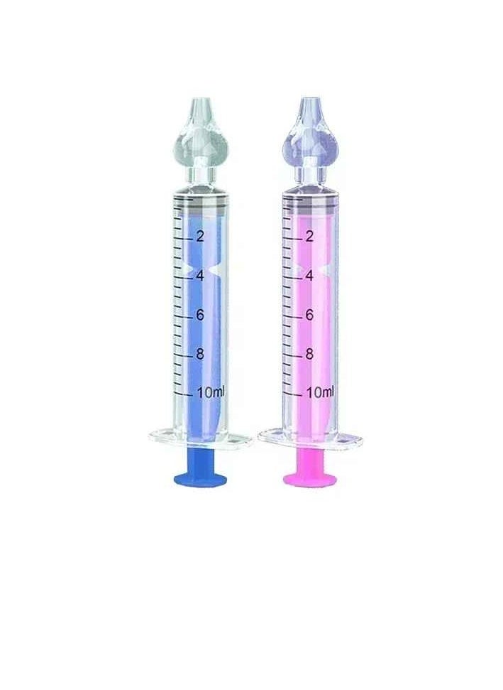 Babies Nasal Aspirator, Safe And Hygienic Baby Nasal Syringe Irrigator, Bpa Free Silicone Infant Nose Cleaner, Easy To Clean Newborn Nasal Irrigator, (2pcs, Blue And Pink)