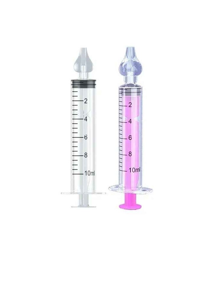 Babies Nasal Aspirator, Safe And Hygienic Baby Nasal Syringe Irrigator, Bpa Free Silicone Infant Nose Cleaner, Easy To Clean Newborn Nasal Irrigator, (2pcs, Clear And Pink)