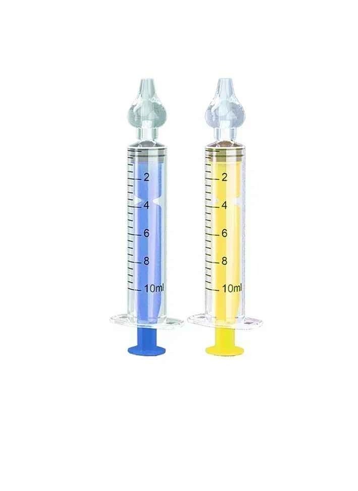 Babies Nasal Aspirator, Safe And Hygienic Baby Nasal Syringe Irrigator, Bpa Free Silicone Infant Nose Cleaner, Easy To Clean Newborn Nasal Irrigator, (2pcs, Blue And Yellow)