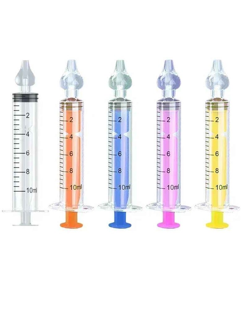 Babies Nasal Aspirator, Safe And Hygienic Baby Nasal Syringe Irrigator, Bpa Free Silicone Infant Nose Cleaner, Easy To Clean Newborn Nasal Irrigator, (5pcs, Multicolour)