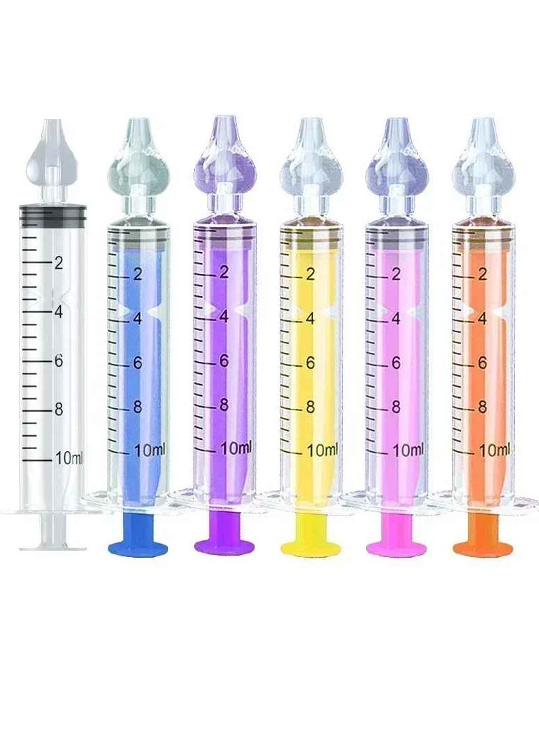 Babies Nasal Aspirator, Safe And Hygienic Baby Nasal Syringe Irrigator, Bpa Free Silicone Infant Nose Cleaner, Easy To Clean Newborn Nasal Irrigator, (6pcs, Multicolour)
