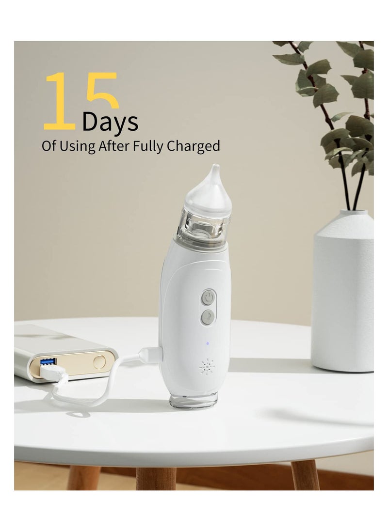 Electric Baby Nasal Aspirator - Self-Cleaning Nose Sucker with 3 Suction Levels, Music & Light Features, Includes 2 Nose Tips for Effective Baby Snot Removal.