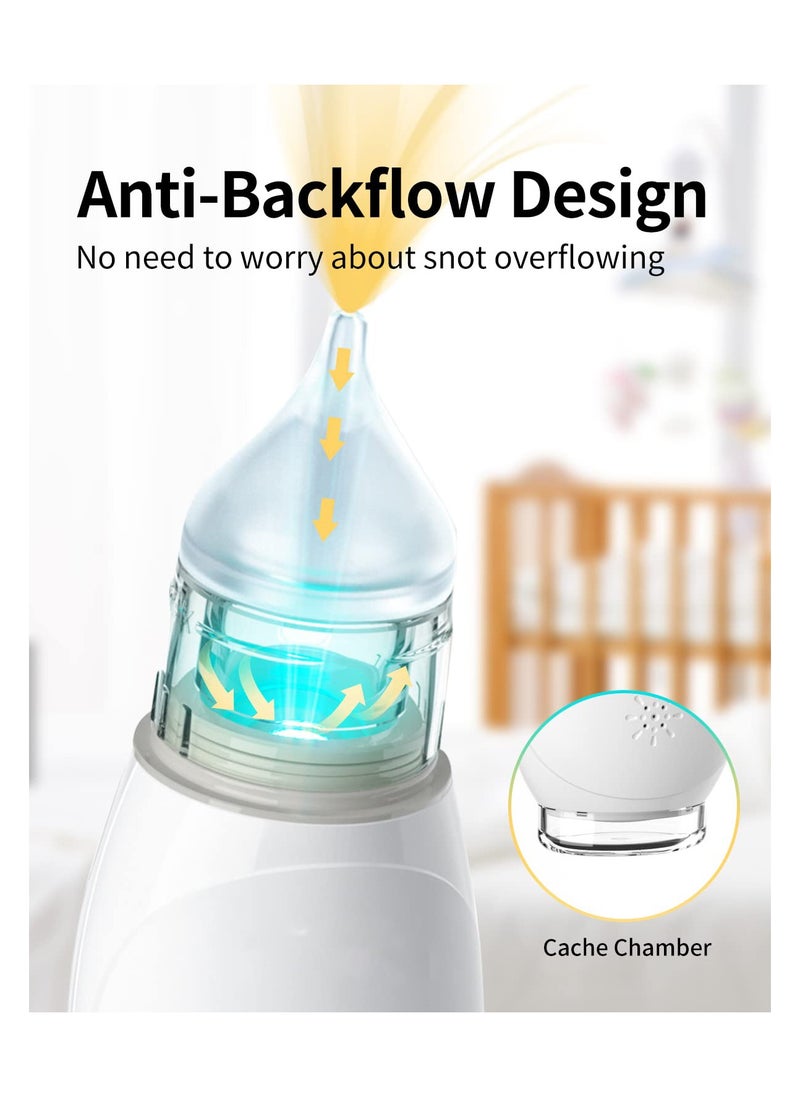 Electric Baby Nasal Aspirator - Self-Cleaning Nose Sucker with 3 Suction Levels, Music & Light Features, Includes 2 Nose Tips for Effective Baby Snot Removal.