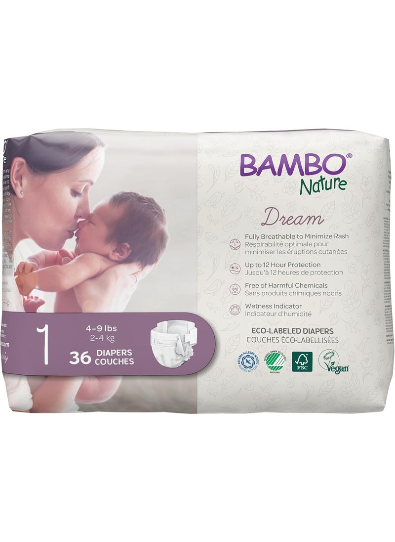 Bambo Nature Eco-Friendly Diapers - Size 1, 2-4Kg - 36pcs
