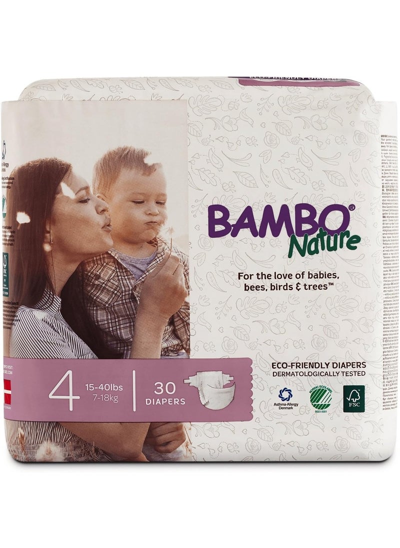 Bambo Nature Eco-Friendly Diapers, Size 4, 7-18 kg (30 diapers)