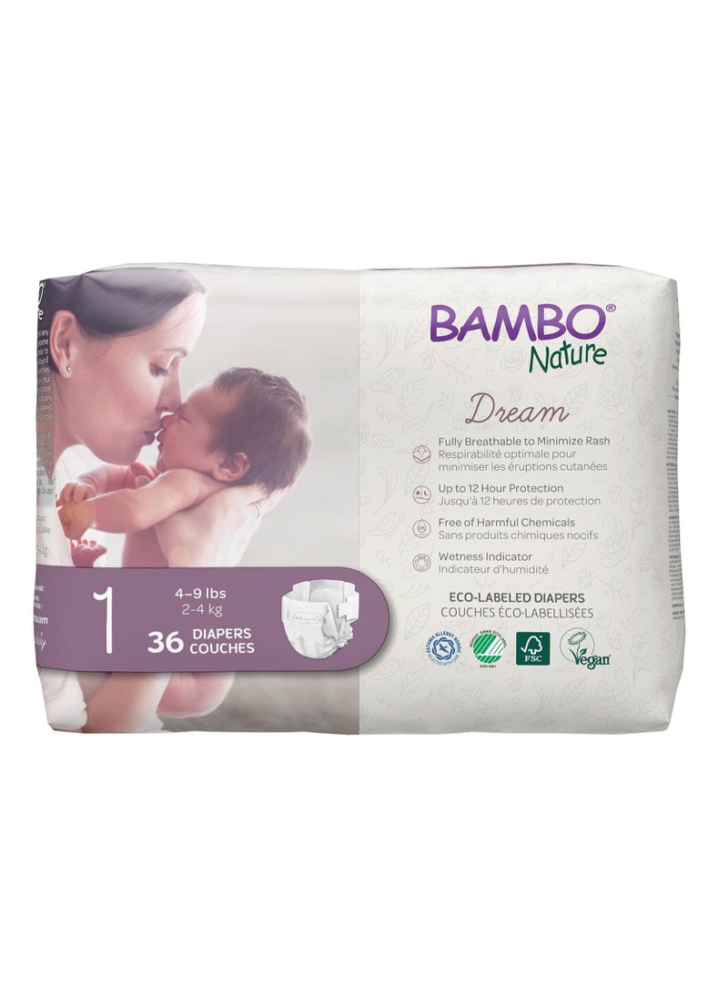 Bambo Nature Eco-Friendly Diapers -Size 1, 2-4Kg - 36Diapers