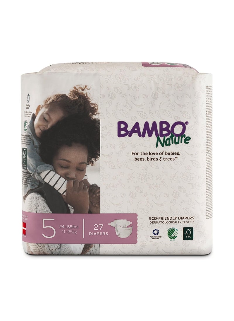 Bambo Nature Eco-Friendly Diapers, Size 5, 12-22 kg (27 diapers)
