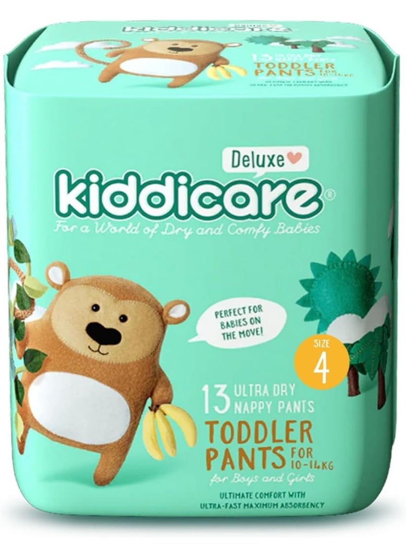 Kiddicare Toddler Diaper Nappy Pant, Size 4, 13 Count, Leakage Protection, 10-14 kg, Anti Rash, 12 Hours Absorption, with Stretchy Sides for Better Fit, Soft, Ultra Fast High Absorb