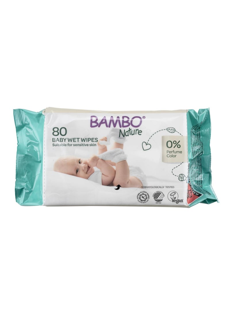 Bambo Nature Wet Wipes, Newborn Essentials, Eco-Labelled Baby Wipes, Gentle & Soft Wipes, Moisturising & Skin-Friendly Wet Wipes For On The Go, Sustainable Baby Essentials For Newborn - 80 Wipes