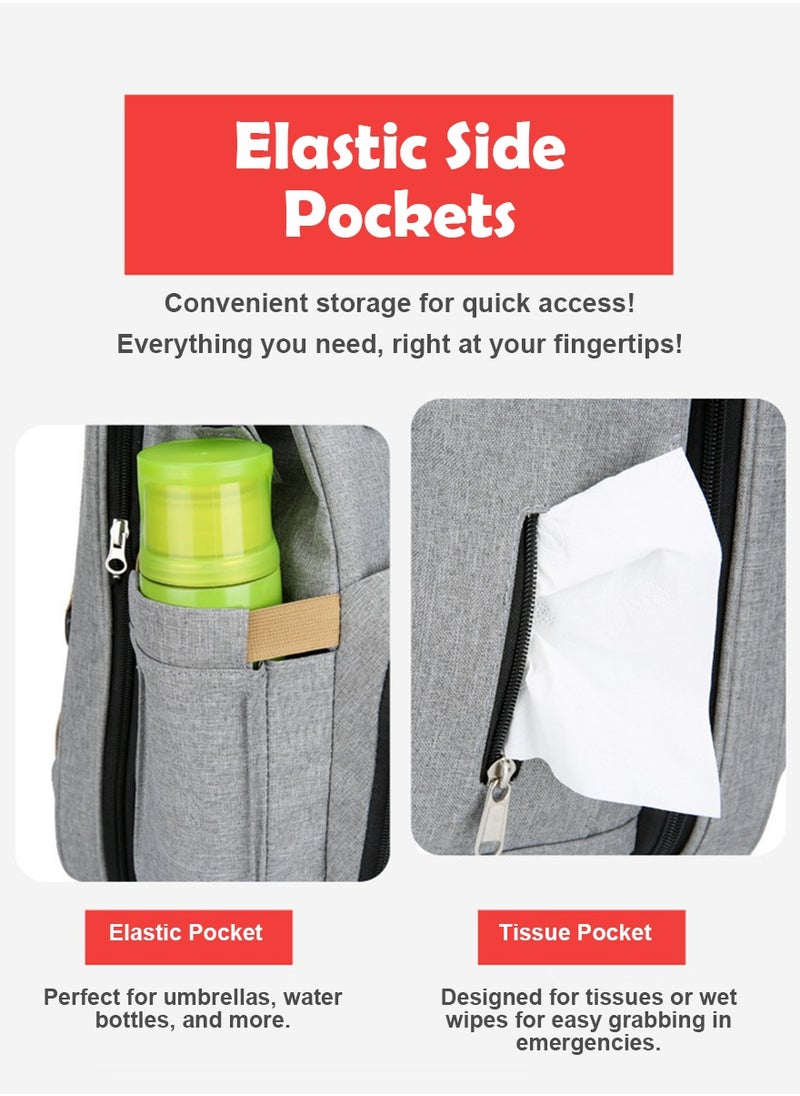 Newborn Baby Essential Multifunction Baby Diaper Backpack with Changing pad  Stroller Straps  Pacifier Case Mosquito Net  USB Charging Port Waterproof Travel Nappy Bags
