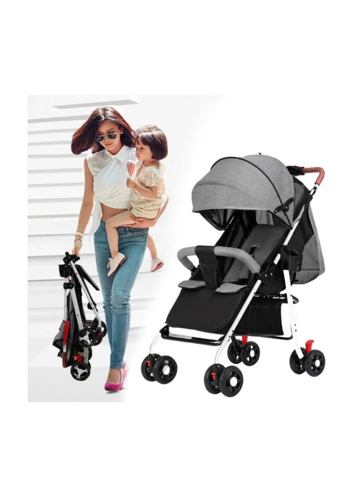 Baby Stroller, Lightweight & Compact Travel Stroller, Ultra-Compact Fold & Airplane Ready, Near Flat Recline Seat, Newborn Infant to Toddler