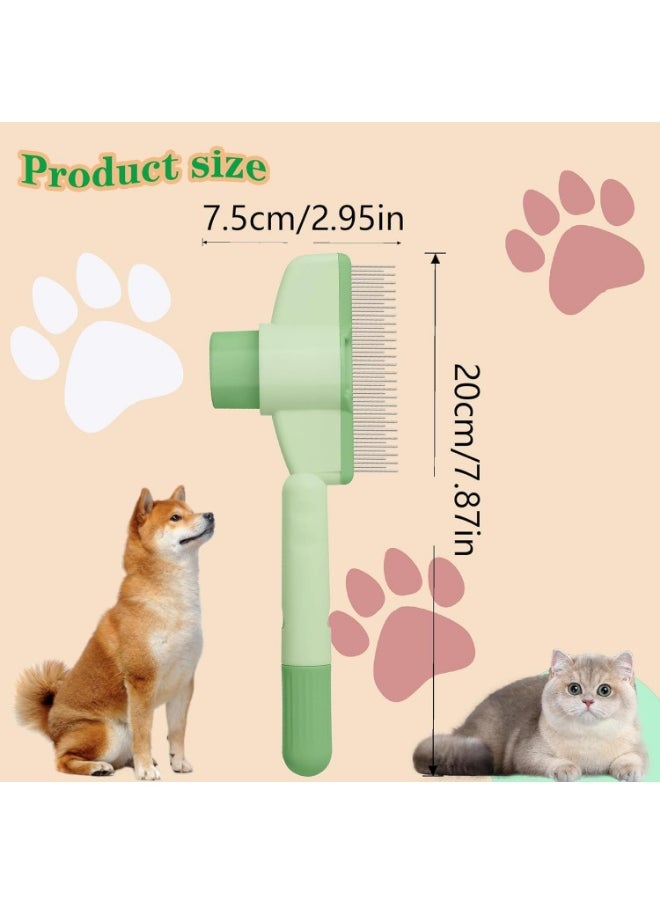 2 PCS Pet Hair Removal Comb Flea Comb, New Cat Brush with Release Button, Pet Grooming Brush for Short&Long Hair(Yellow+Green）