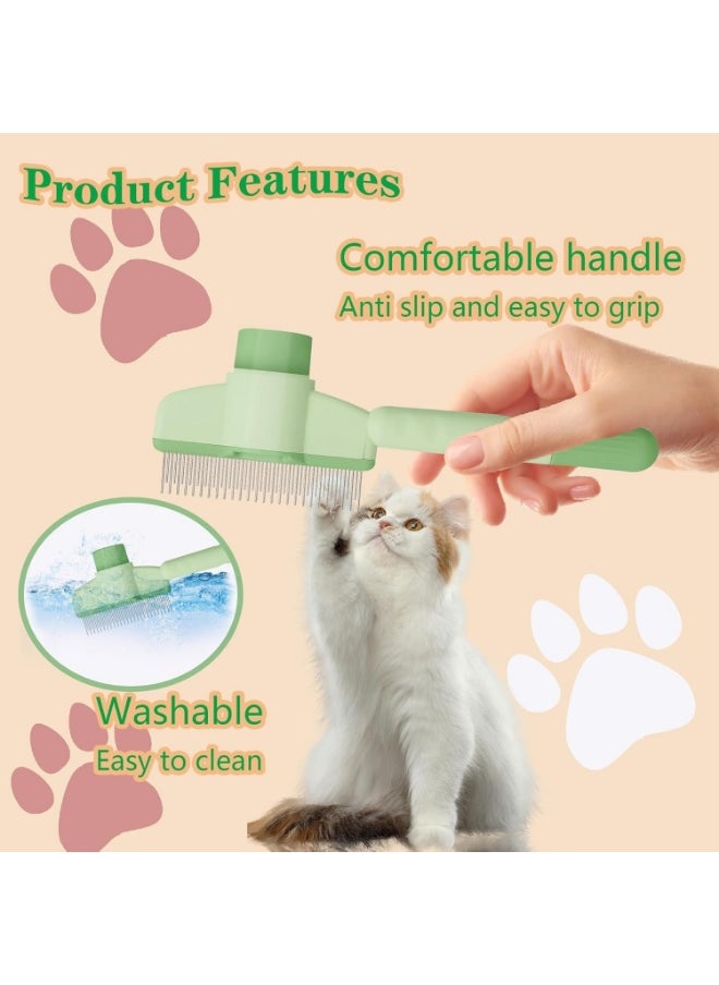 2 PCS Pet Hair Removal Comb Flea Comb, New Cat Brush with Release Button, Pet Grooming Brush for Short&Long Hair(Yellow+Green）