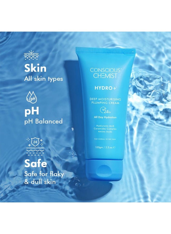 Hyaluronic Acid Moisturizer | 100G | Moisturizer For Dry Skin Face, Ceramide Moisturizer, Face Cream For Men & Women, Treat Dull, Dehydrated Skin, For Normal To Dry Skin - Hydro+