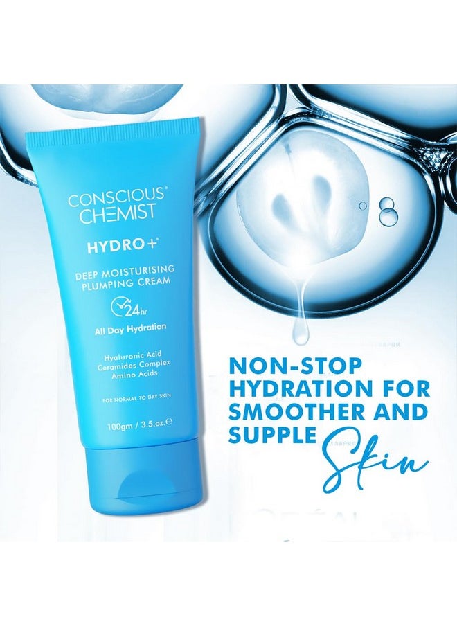 Hyaluronic Acid Moisturizer | 100G | Moisturizer For Dry Skin Face, Ceramide Moisturizer, Face Cream For Men & Women, Treat Dull, Dehydrated Skin, For Normal To Dry Skin - Hydro+