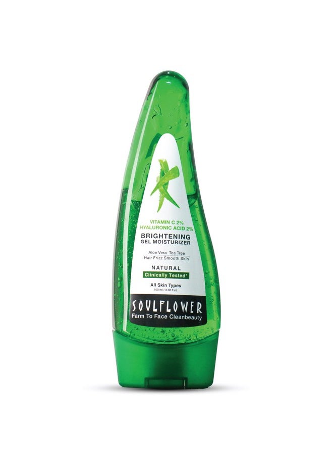 Vitamin C Hyaluronic Acid Aloe Vera Tea Tree Gel For Hair Fall & Skin Brightening, Dandruff, Acne | Natural And Organic | 100Ml