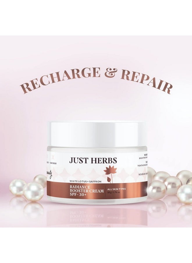 Skin Whitening Face Cream With Spf 30+ Saffron And White Lotus Radiance Booster Cream For Men Women All Skin Types - 50G