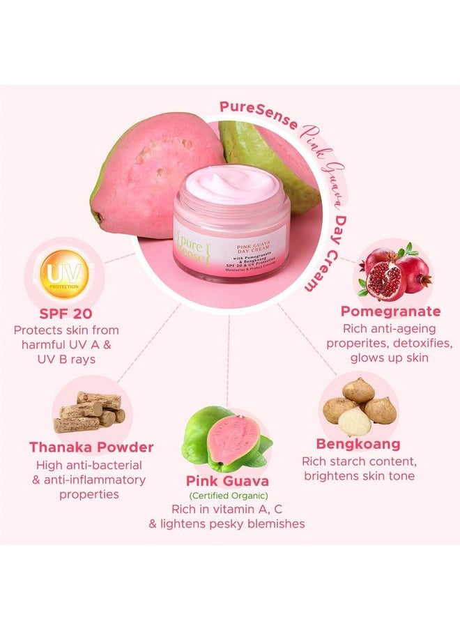 Pink Guava Day Cream With Pomegranate & Bengkoang Face Moisturizer With Spf 20 For Sun Protection & Deep Moisturization | From The Makers Of Parachute Advansed | 60 Ml