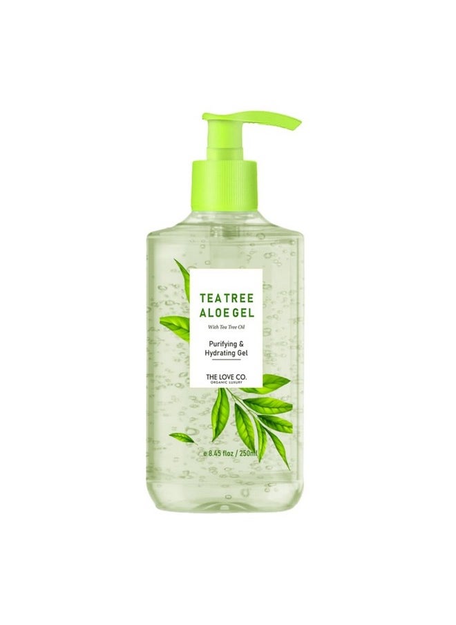 The Love Co Aloe Vera & Tea Tree Oil Gel - 250Ml | Natural Acne Relief & Skin Soothing Formula | Hydrating Moisturizer For Face And Body | Ideal For All Skin Types