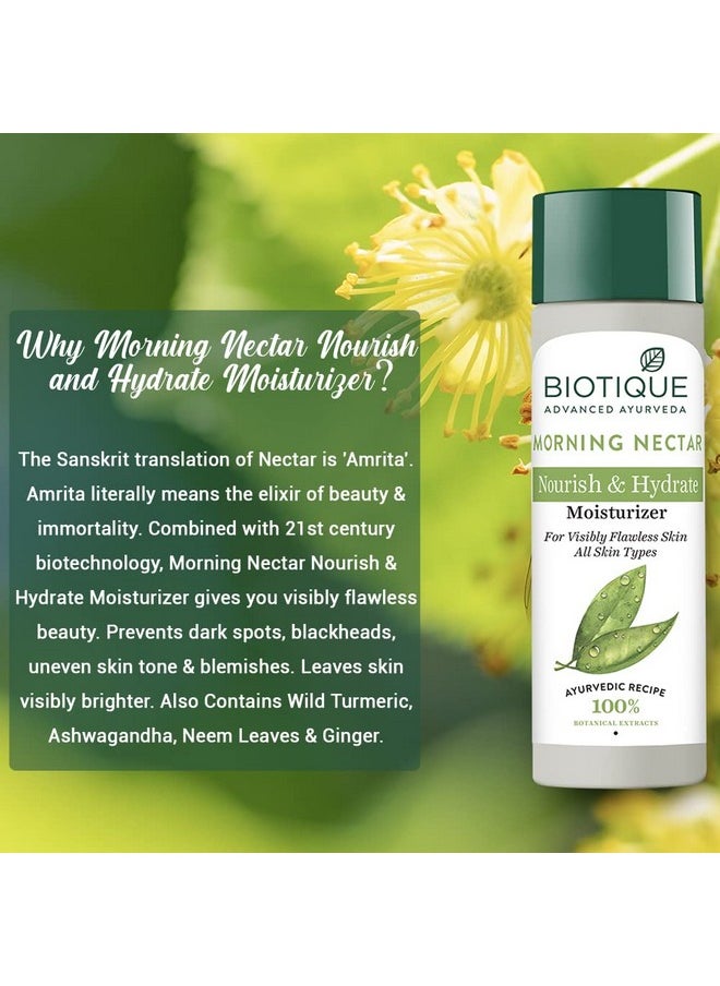 Morning Nectar Flawless Skin Moisturizer Lotion L Prevents Dark Spots, Blackheads And Blemishes L Visibly Flawless Skin L Nourishes And Hydrates Skin L All Skin Types L 190Ml