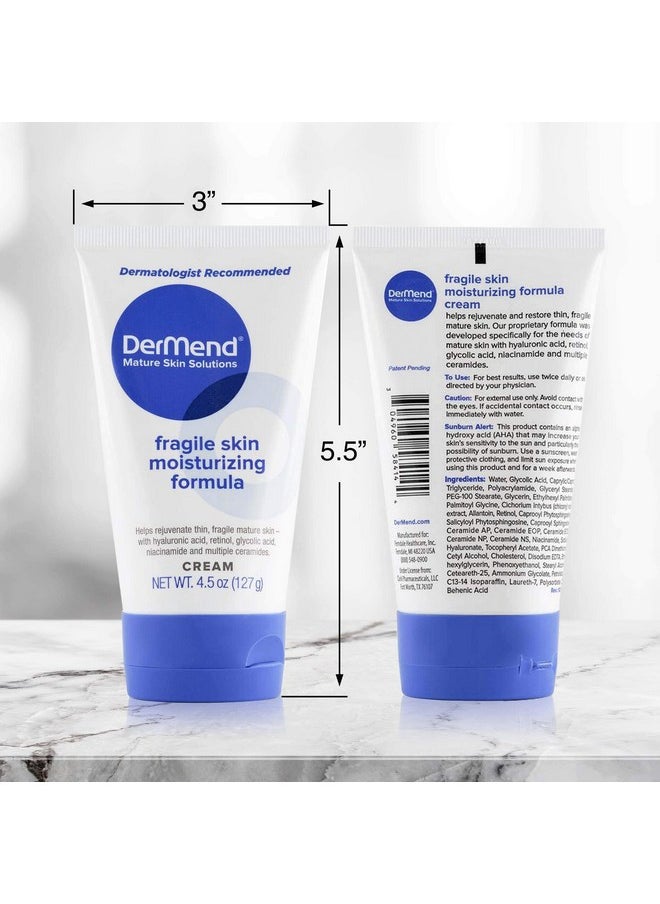 Dermend Specialized Fragile Skin Moisturizing Cream: Formula to Restore & Rejuvenate Mature Skin - Daily Moisturizer & Anti Wrinkle Cream for Firming & Strengthening Thin, Aging Skin - 4.5 Oz Tube