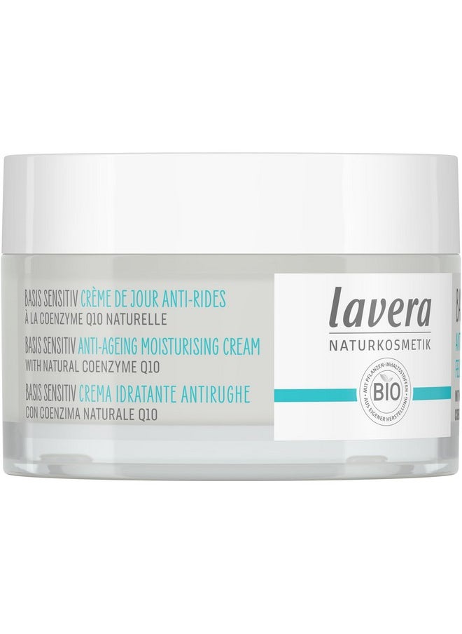 lavera Basis Sensitve Anti Wrinkle Moisturizing Cream - Face Cream with Q10 & Aloe Vera - Moisturizing Facial Cream - Anti Aging Cream - PETA Certified - Vegan - Made in Germany - 1.7 Fl Oz