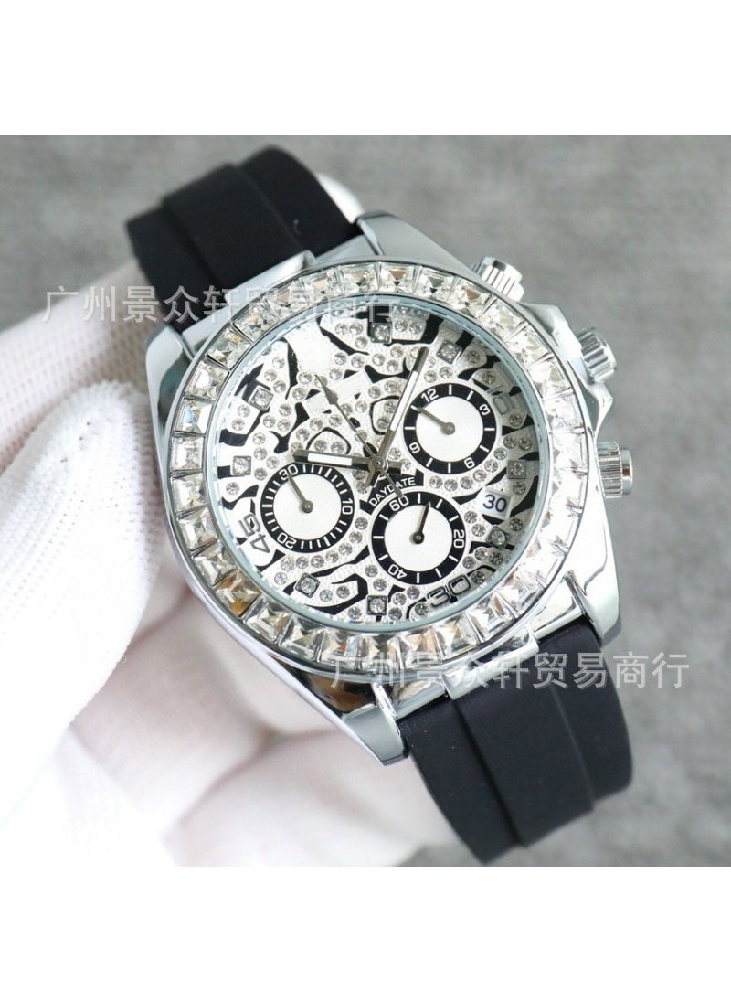 Multifunctional Mens 40MM Quartz Watch Silver