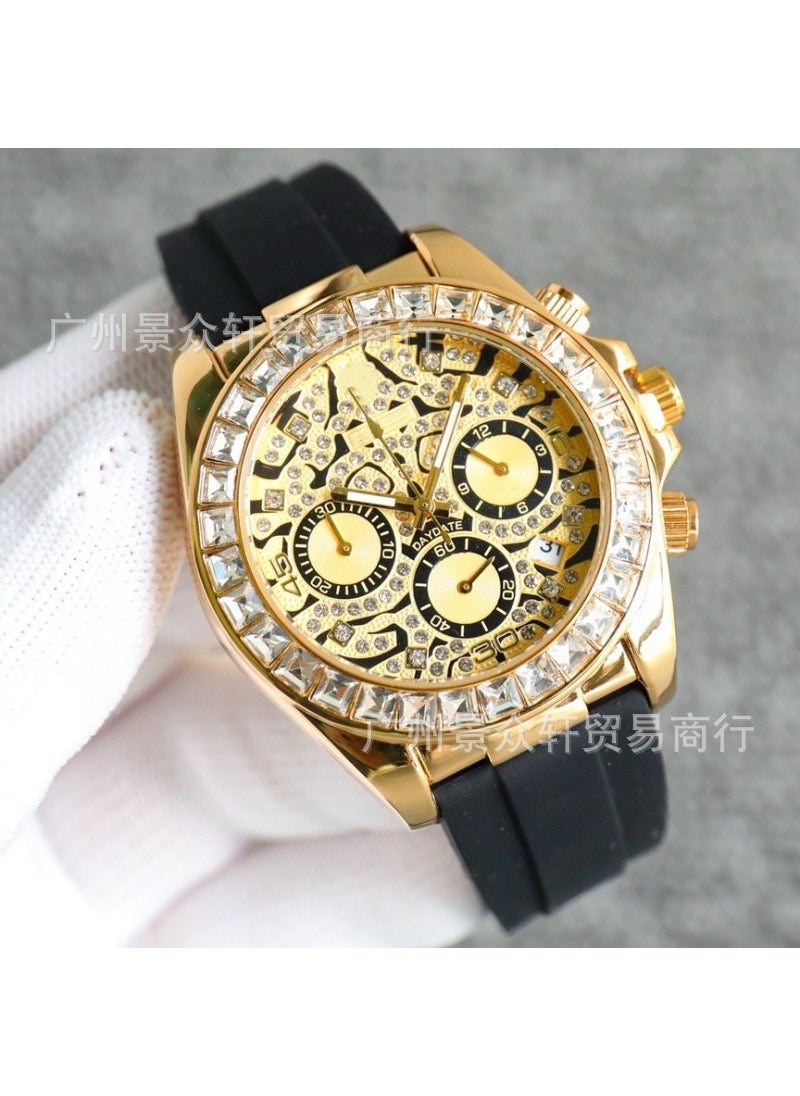 Multifunctional Mens 40MM Quartz Watch Yellow Gold