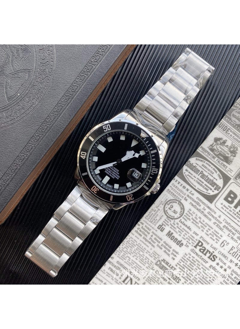Luxury Yacht Series Mens Mechanical Watch white steel black face