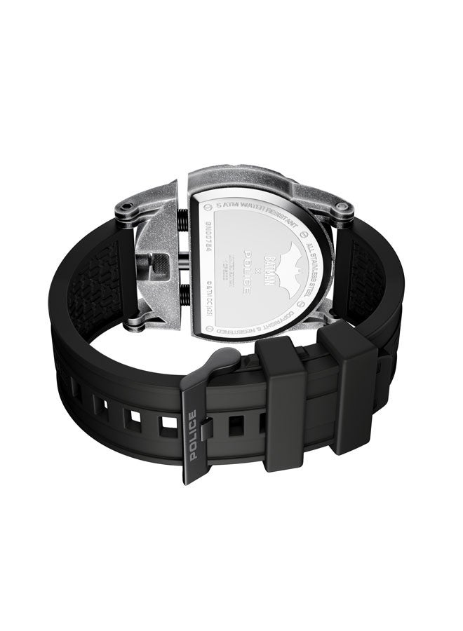 Men's Dark Side Limited Edition Batman Watch, 46mm Stainless Steel Case & Black Silicone Strap