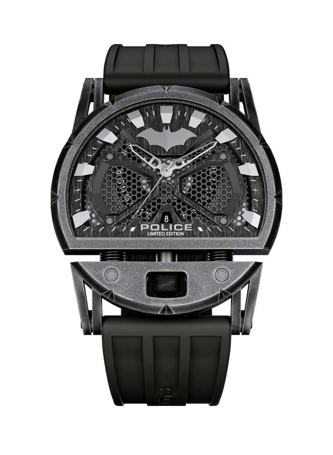 Men's Dark Side Limited Edition Batman Watch, 46mm Stainless Steel Case & Black Silicone Strap