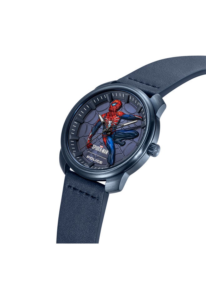 Men's Superhero Edition Men's 44mm Watch with Grey Dial & Blue Leather Strap