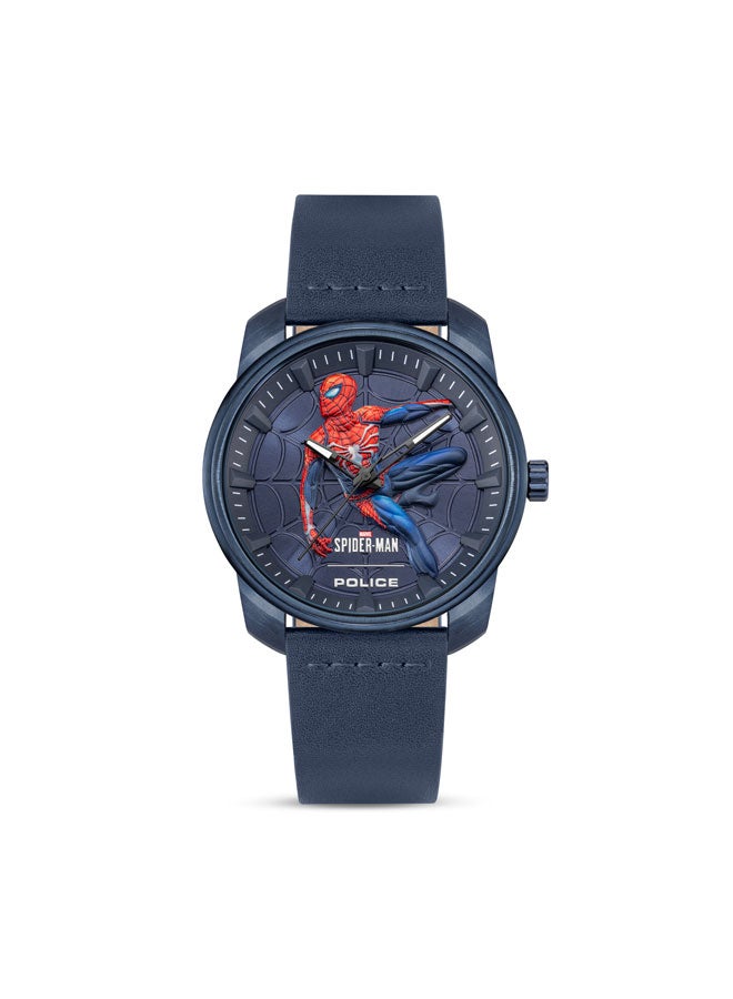 Men's Superhero Edition Men's 44mm Watch with Grey Dial & Blue Leather Strap