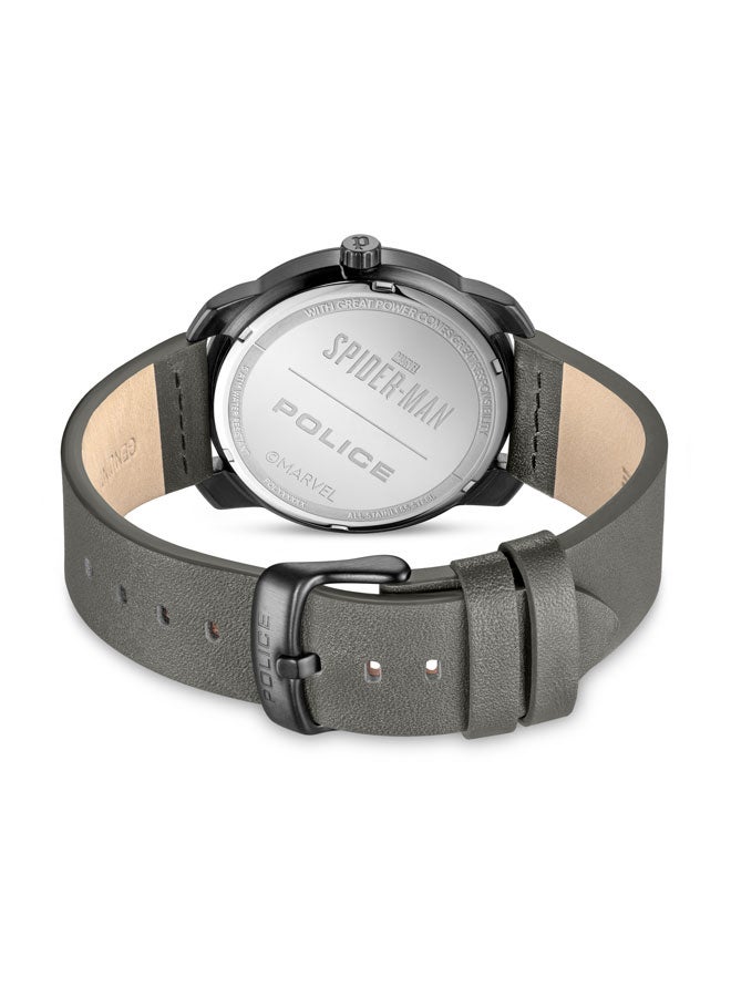 Men's Superhero Edition Men's 44mm Watch with Black Dial & Black Leather Strap