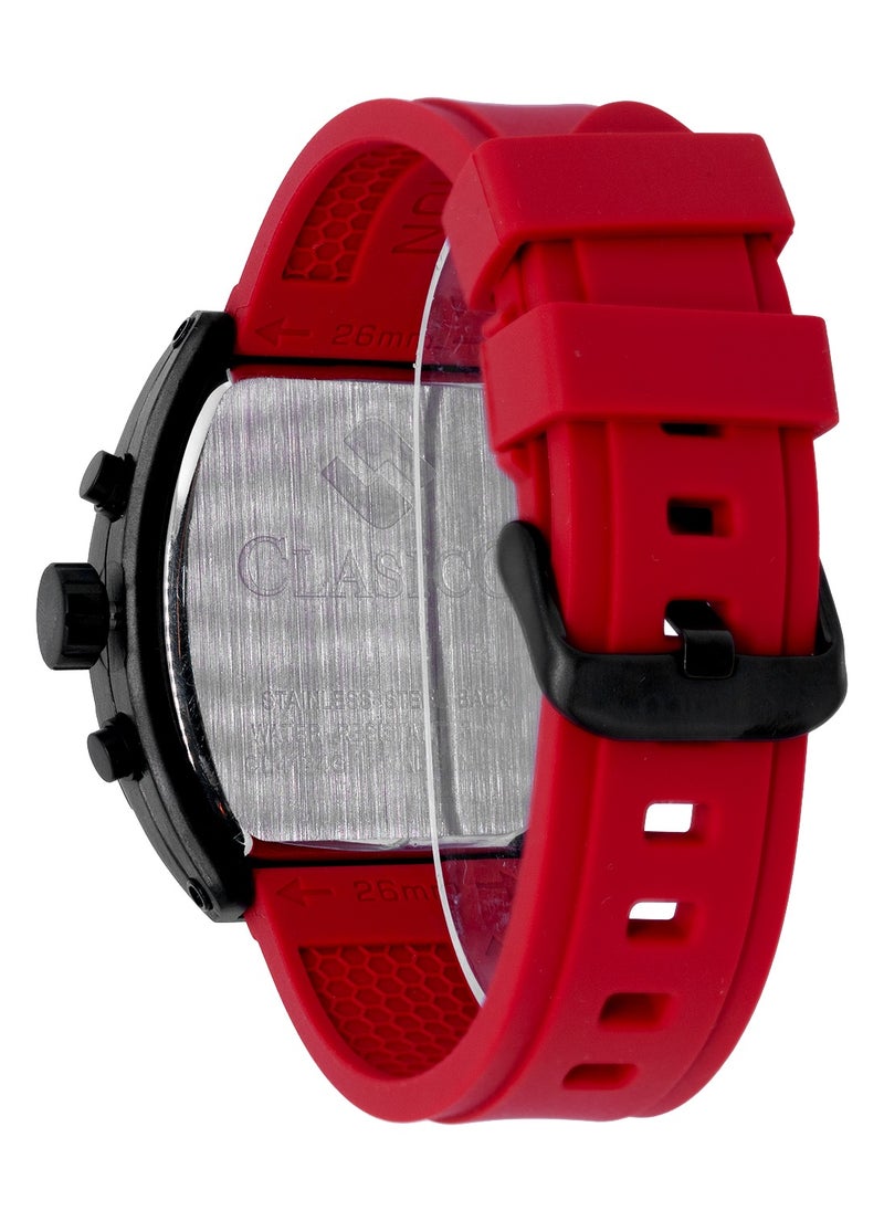 Opulent 6-Hands Chronograph Watch – Tonneau Skeleton Redline Chronograph Edition with Premium Silicon Strap – Elite Y121 Calibre Movement – Waterproof Design