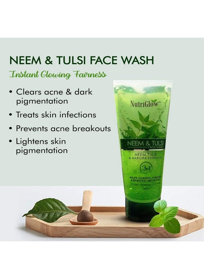 Neem Tulsi Face Wash Gold Kesar Face Wash And Diamond Radiance Face Wash For Brighten Skin Remove Wrinkle 65Ml Each Pack Of 3
