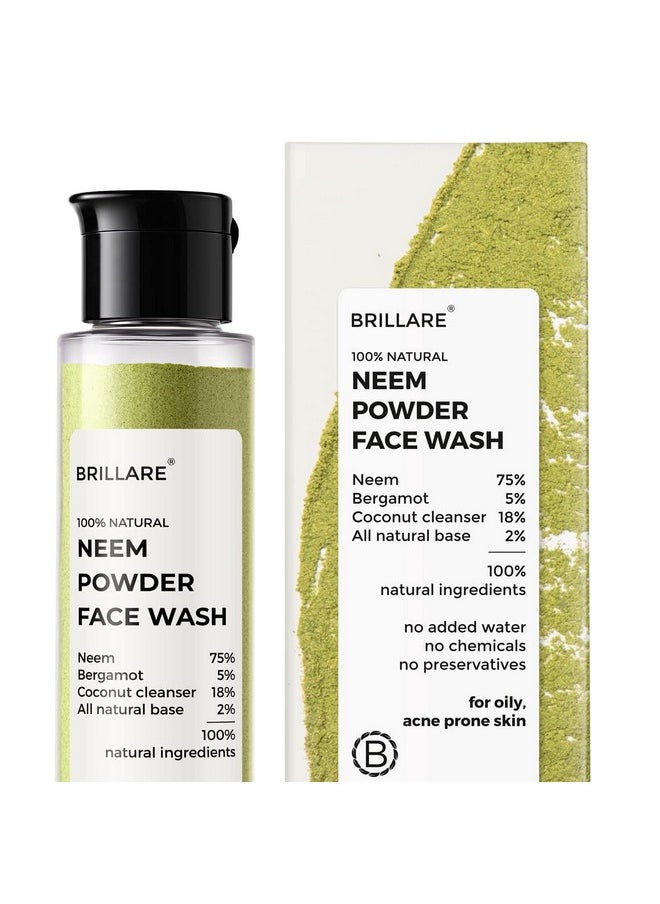 Neem Face Wash For Acne & Pimples, Rich With Bergamot For Clear Skin, 100% Natural Powder Facewash Fights With Acne-Causing Agents, Clear Skin From Dirt & Pollution, 30G